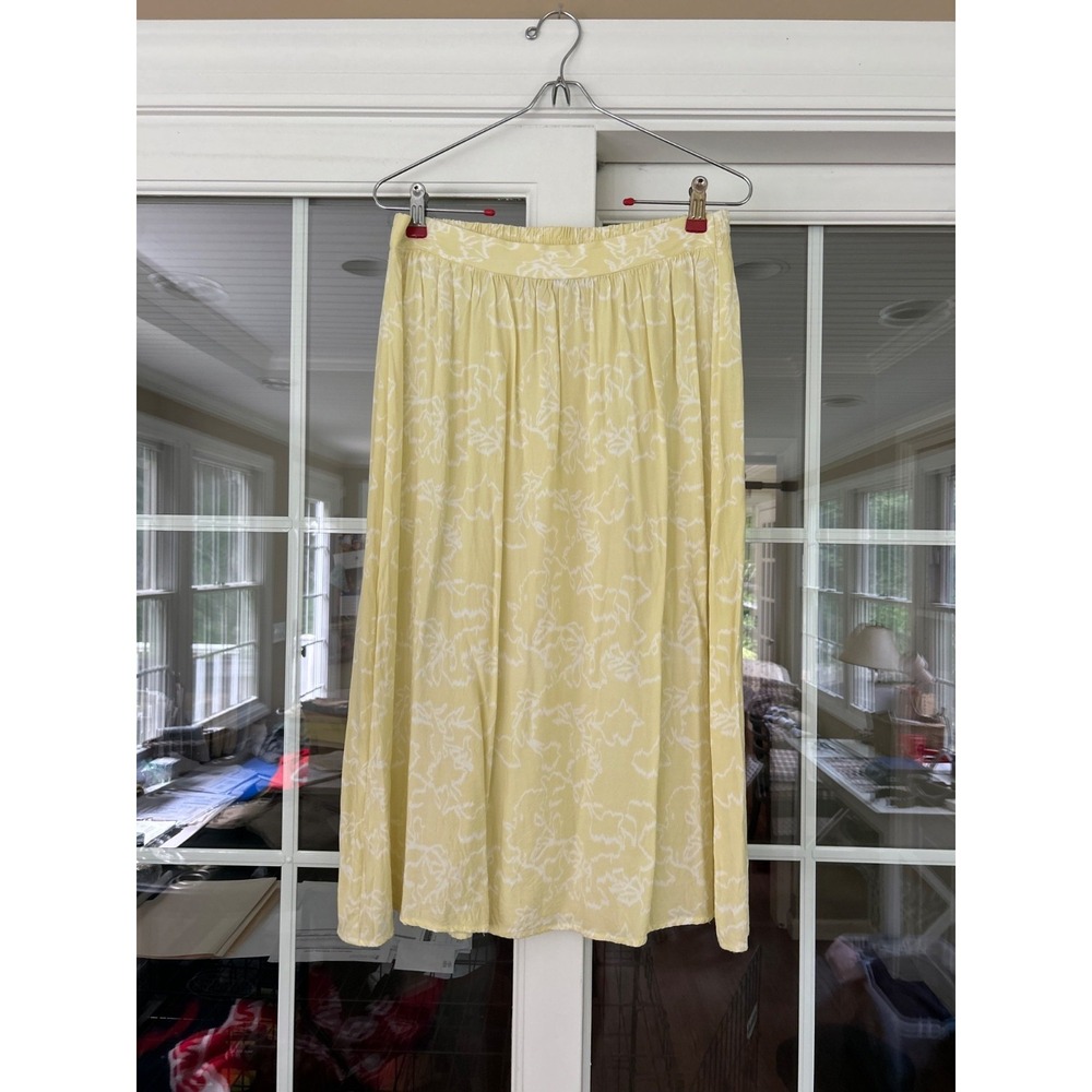 Women's Nine West Midi Yellow White Floral Skirt Size M MSRP $36 Summer Flowy